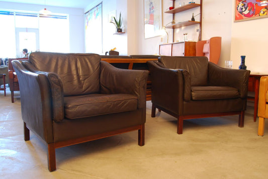 Pair of leather club chairs