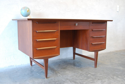 Twin pedestal desk in teak