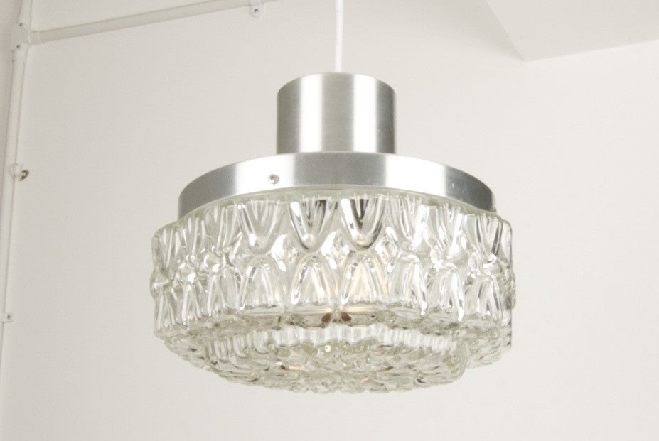 Glass / brushed chrome ceiling lamp