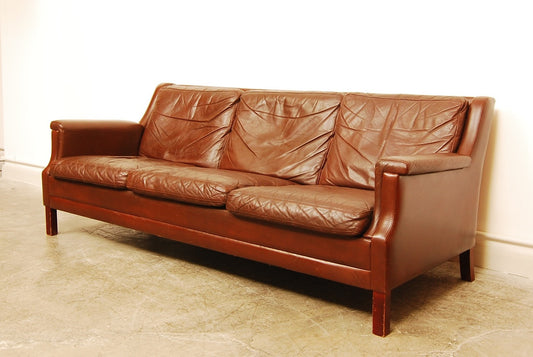 Brown leather sofa