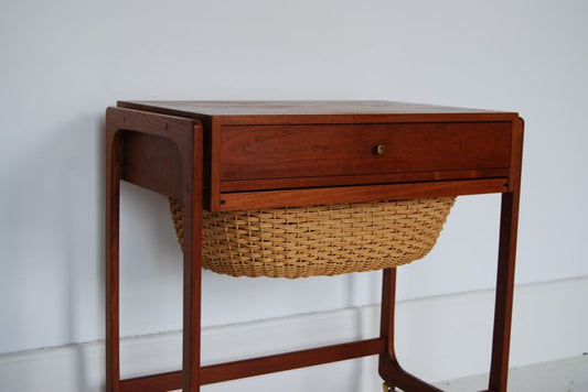 Teak sewing trolley