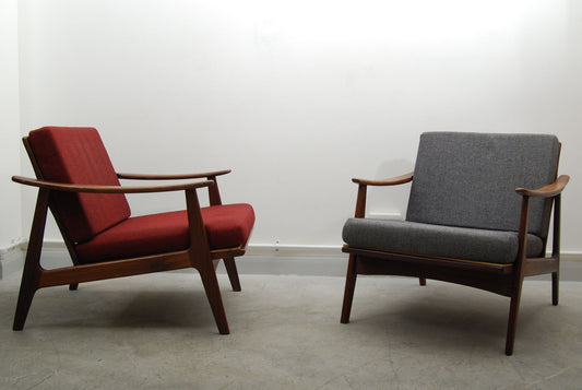 Pair of teak loungers