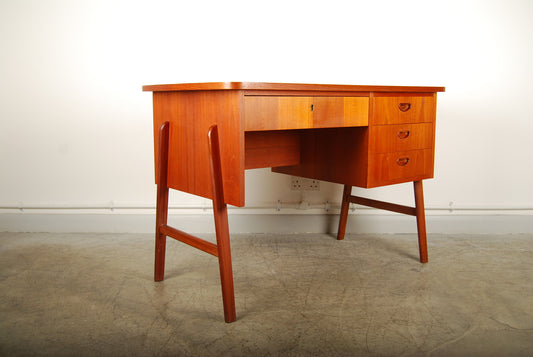 Single pedestal teak desk