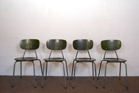 Set of four school chairs