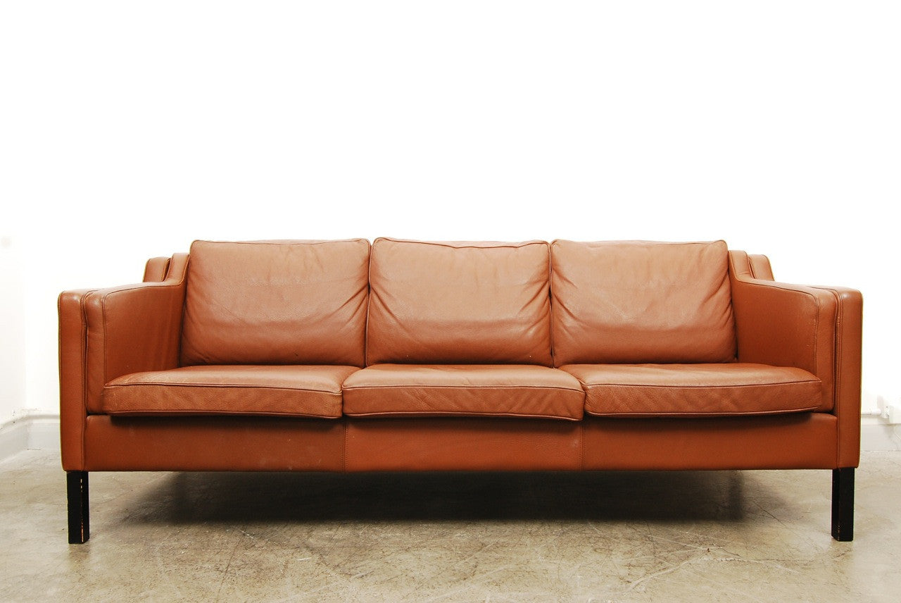 Three seat leather sofa by Stouby