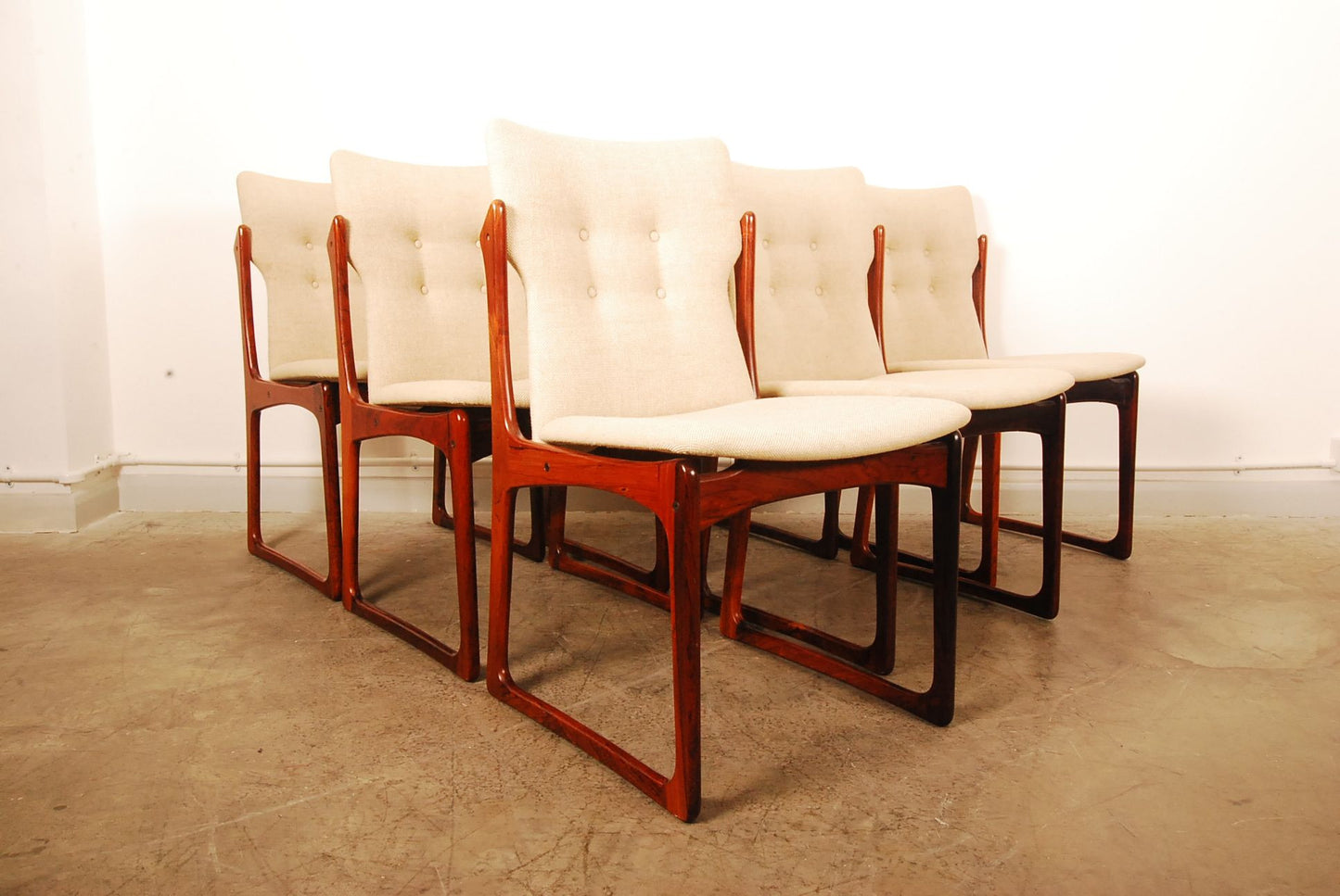 Set of six rosewood dining chairs
