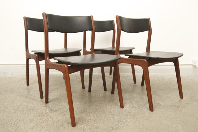 Set of four teak and skye dining chairs