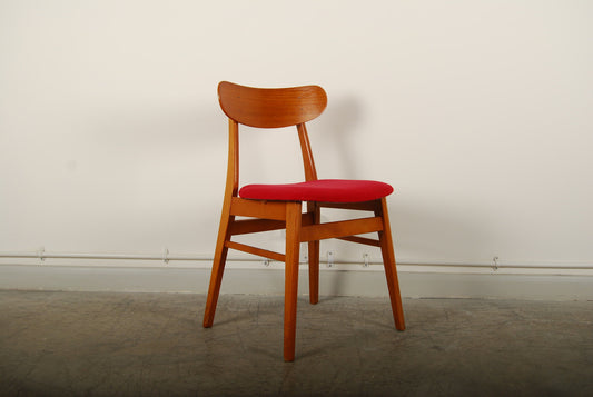 Set of four teak and beech dining chairs