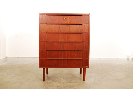 Teak chest of six drawers