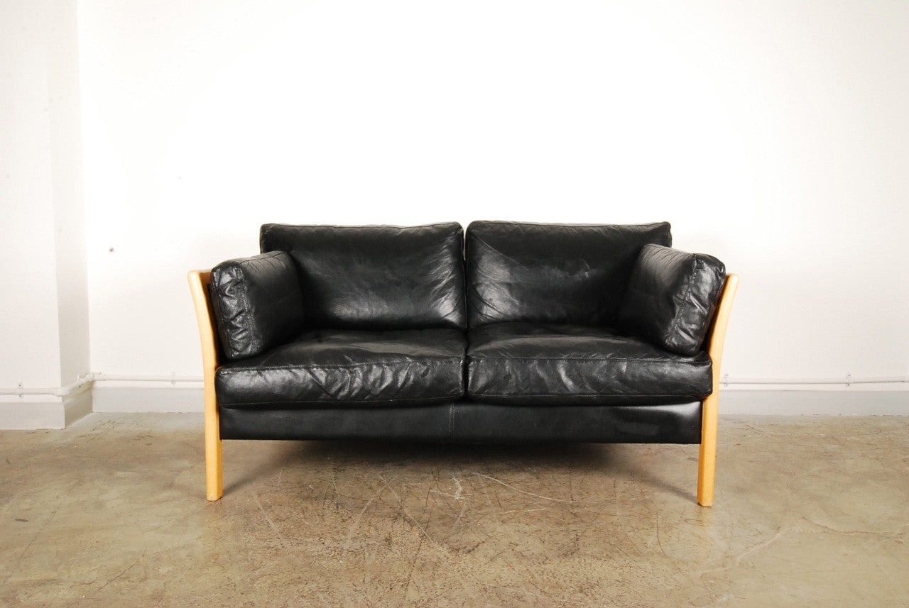 Leather and beech two seater