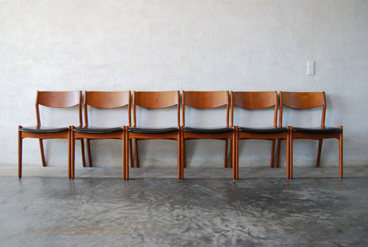 Set of six teak dining chairs