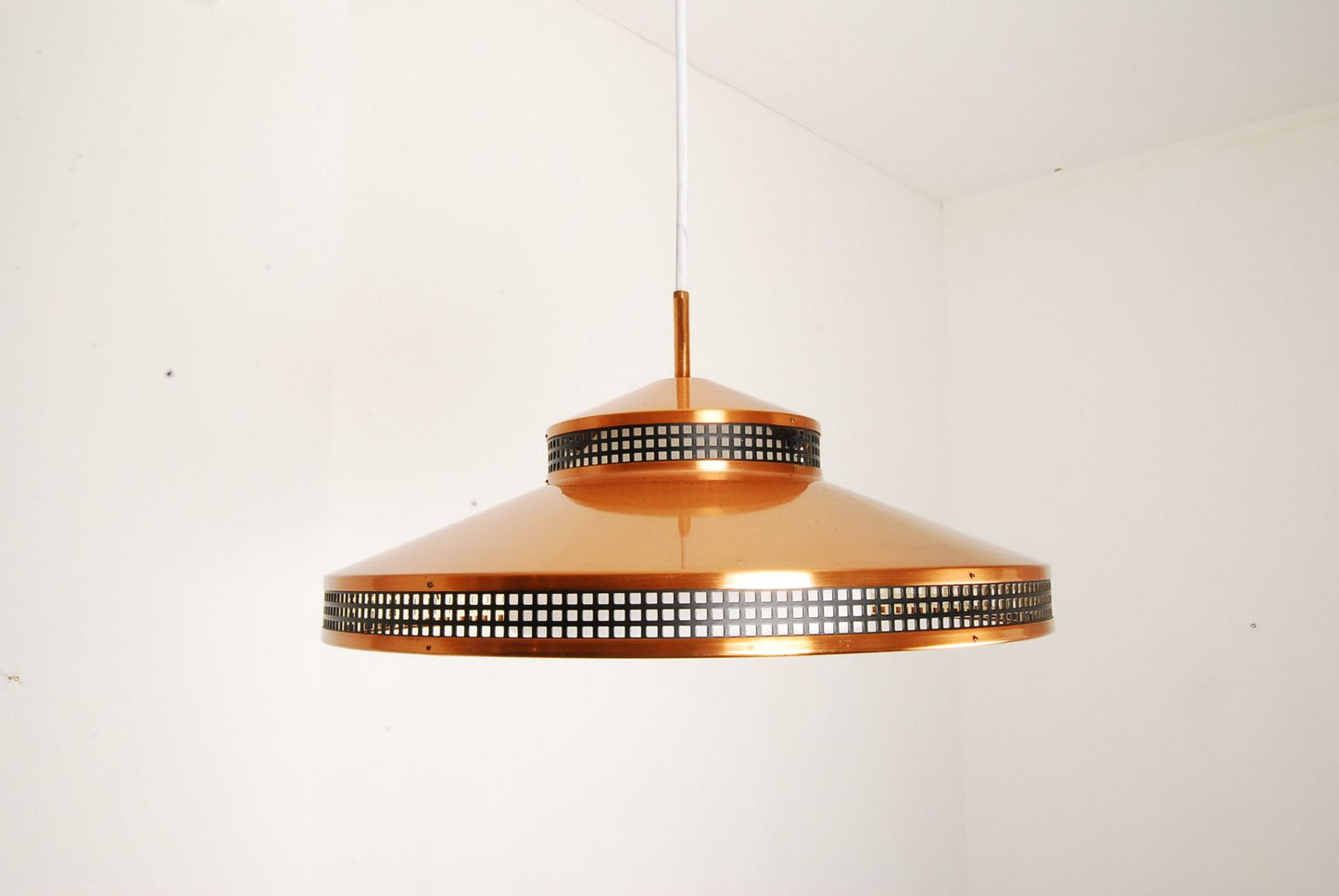 Copper and glass ceiling lamp