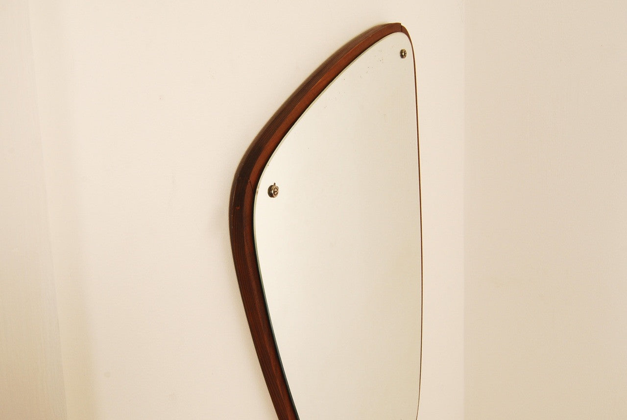 Oblong teak mirror