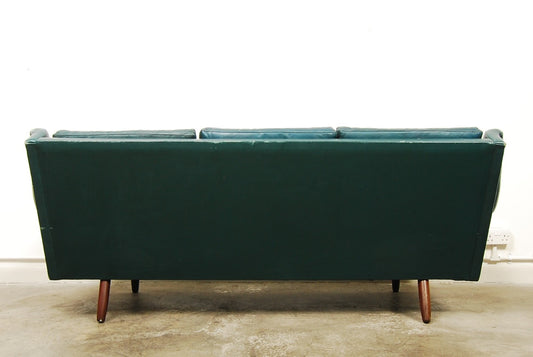 Petrol blue three seat sofa