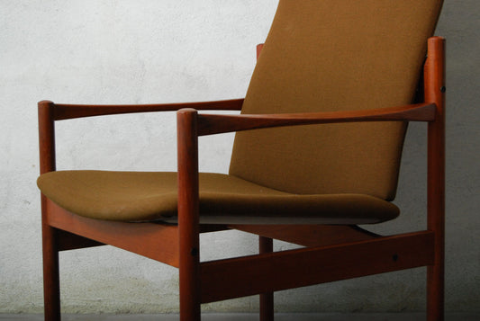 New price: Highback teak and army lounge chair