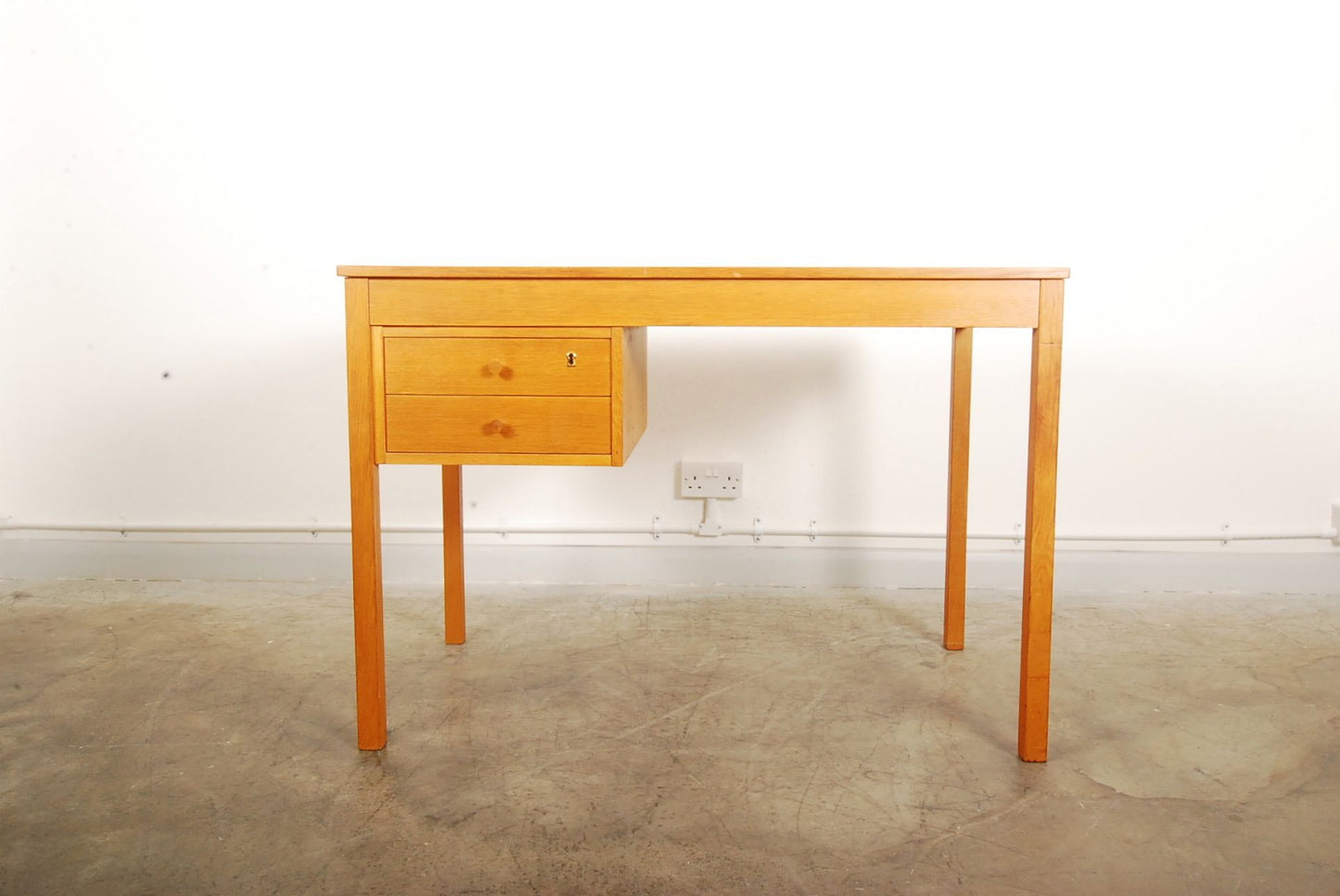 Single pedestal oak desk by SKM