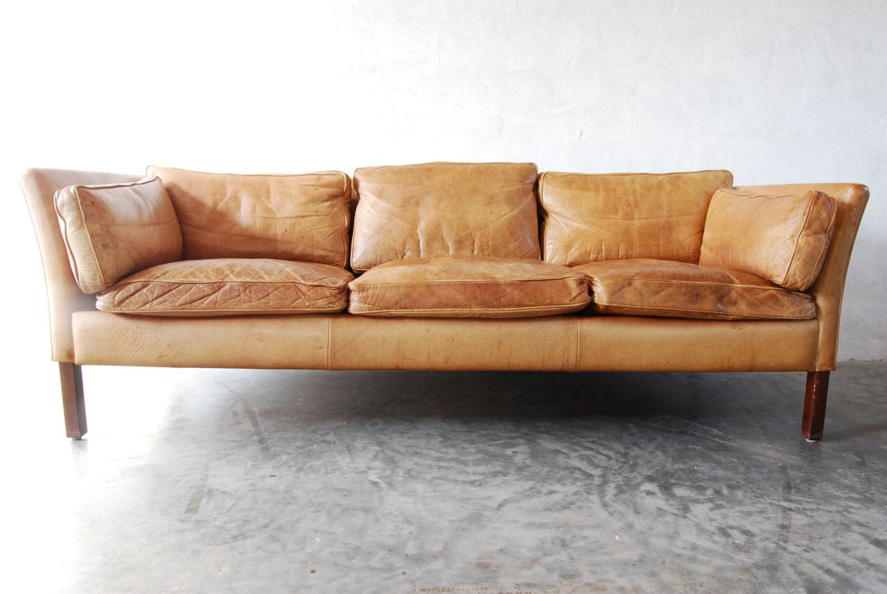 Three seat leather sofa in buffalo leather