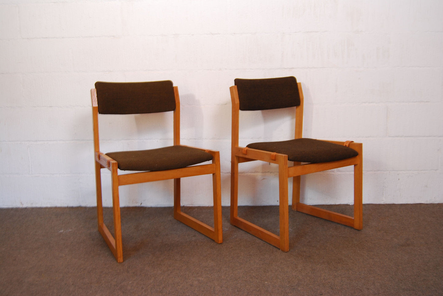 Pair of oak dining chairs by K.S. MÌübler