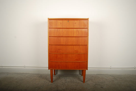 Teak chest of six drawers