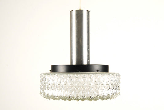 Chrome and glass ceiling lamp