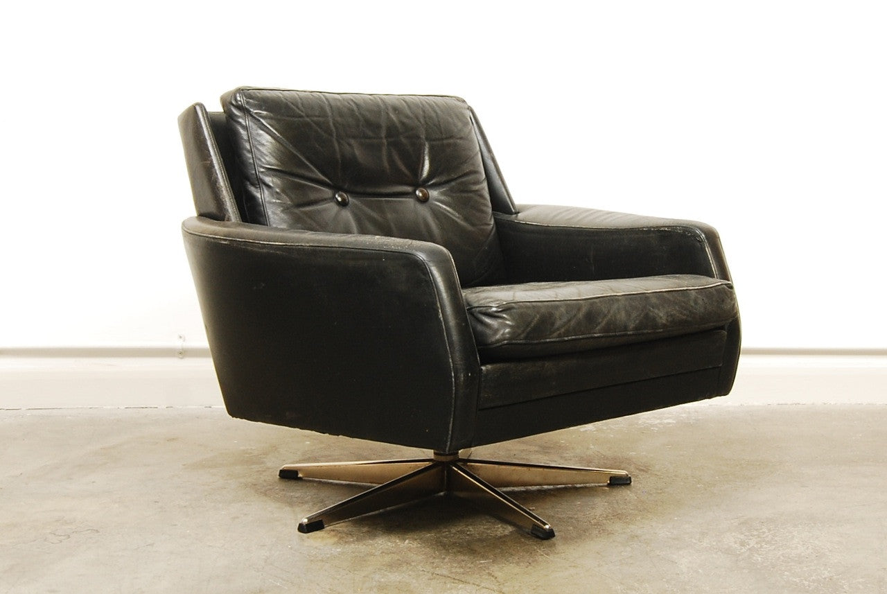 Low back leather swivel chair