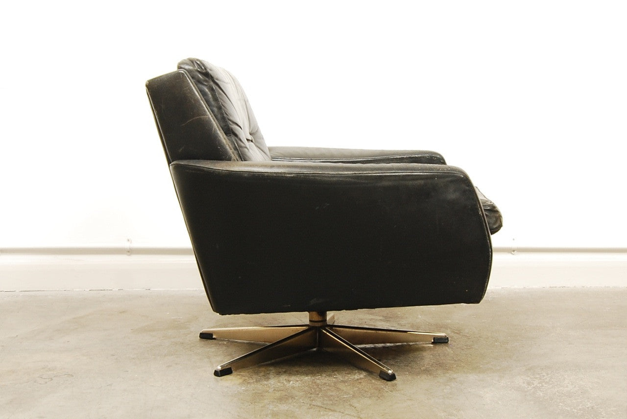 Low back leather swivel chair
