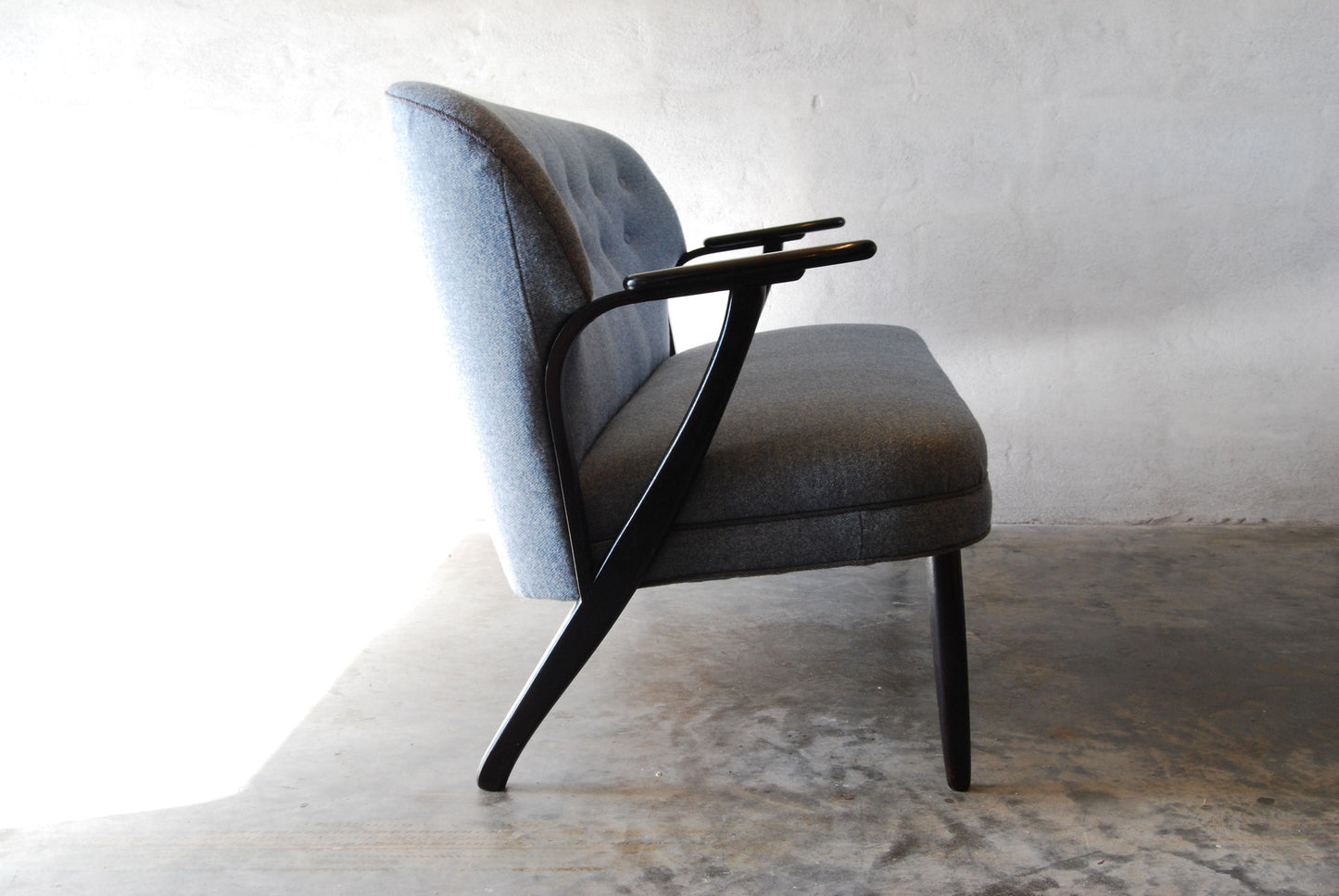 Two seater with ebonised armrests/legs