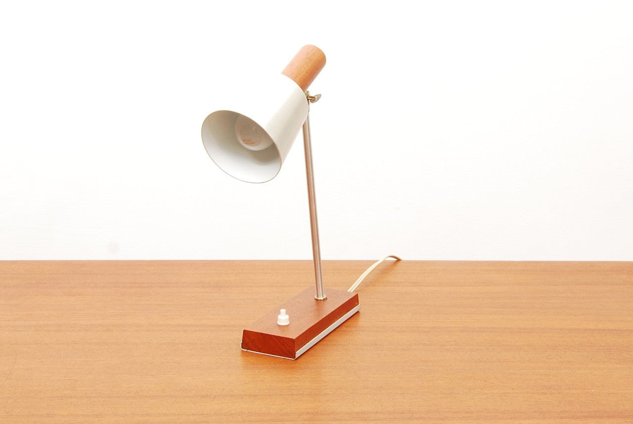 Teak / brushed chrome desk lamp