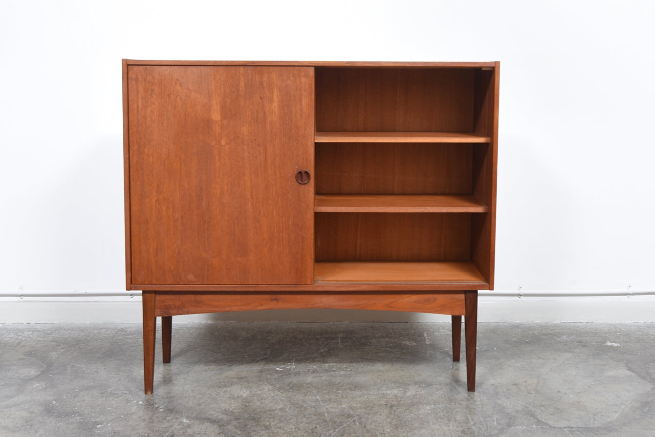 1960s teak storage cabinet with sliding doors