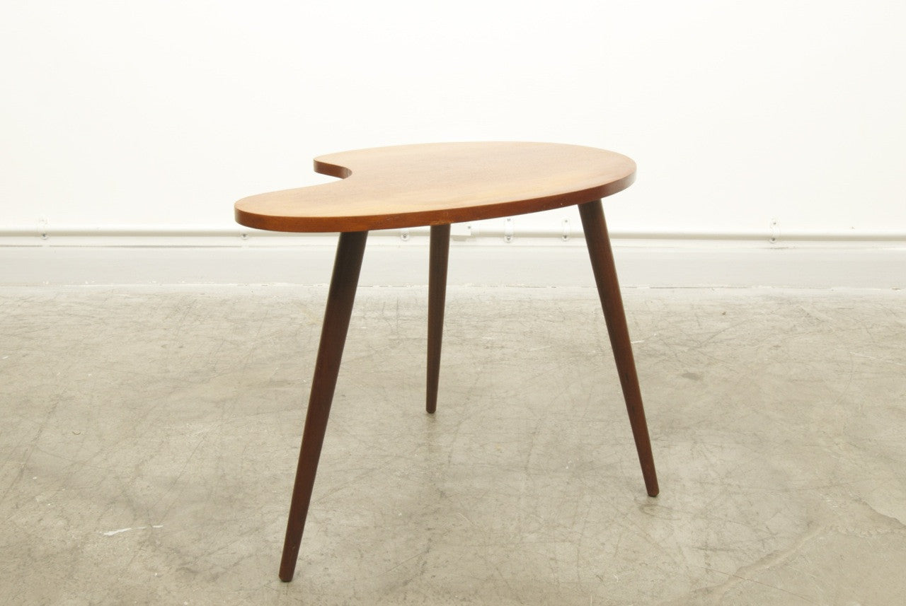 Kidney-shaped teak occasional table