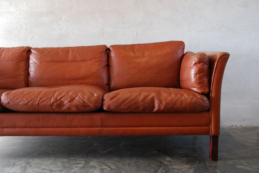 Three seat leather sofa by Mogens Hansen