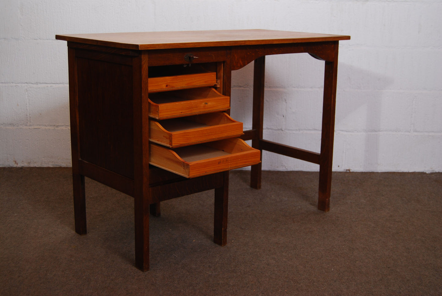 1940s stained oak childrens desk