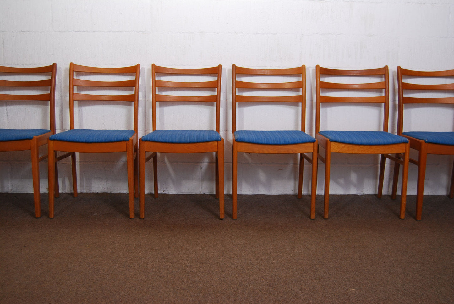 Set of six oak dining chairs