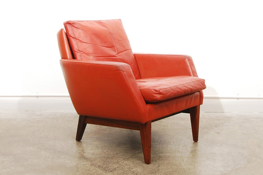 Red leather lounge chair