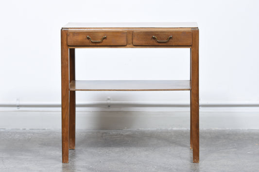 1950s beech side table with drawers