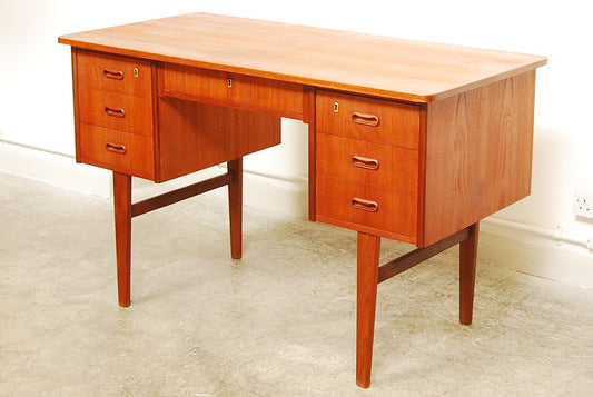 Twin pedestal teak desk