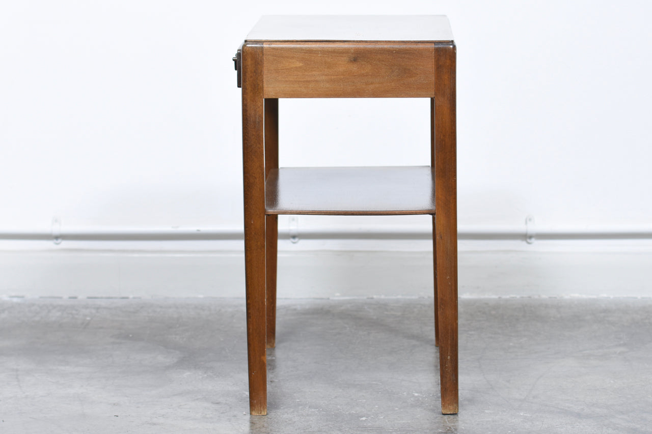 1950s beech side table with drawers