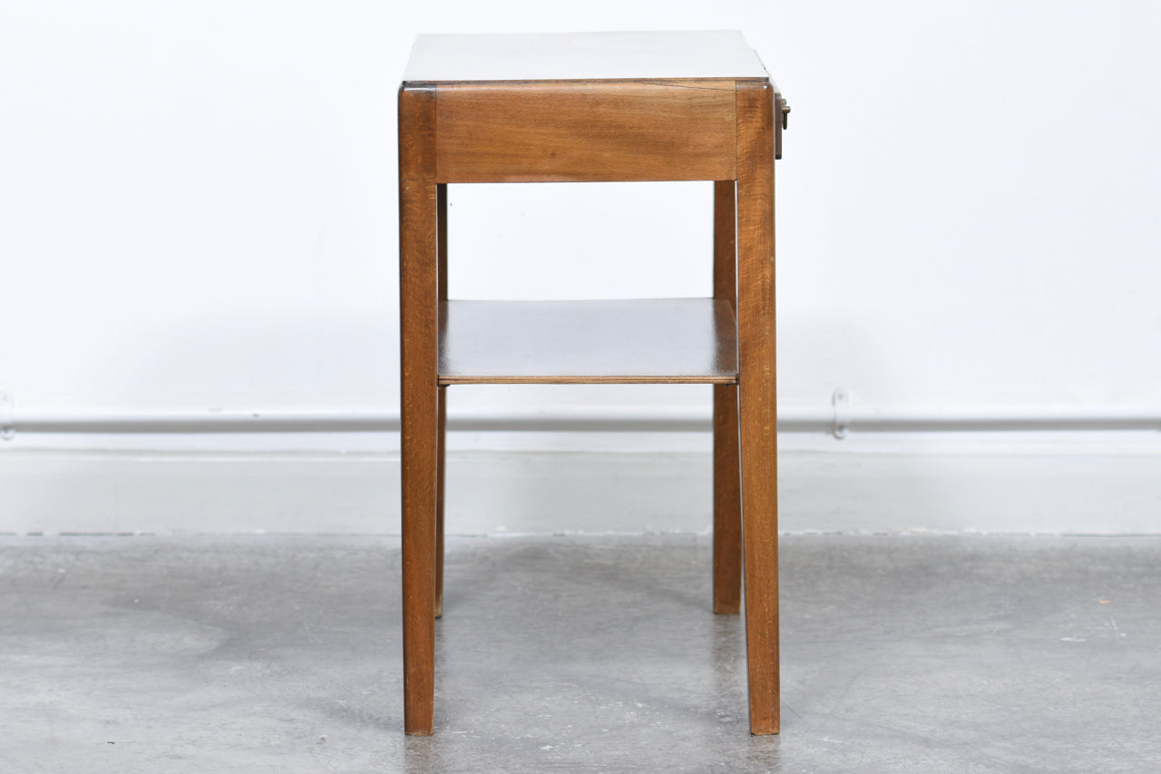 1950s beech side table with drawers