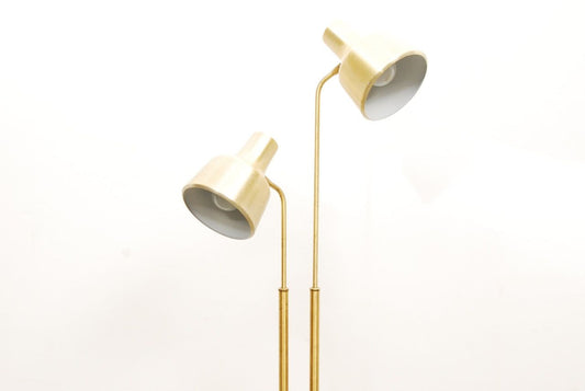 Twin headed brass floor lamp