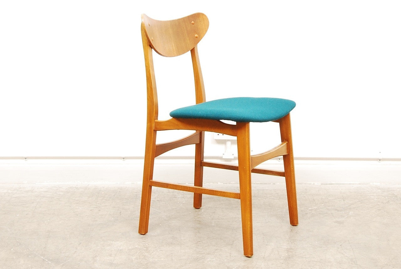 Set of four teak and beech dining chairs