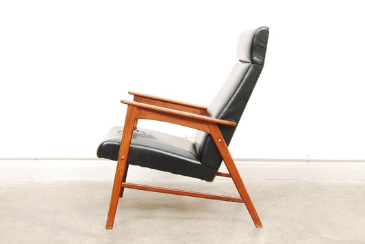 High back teak lounge chair