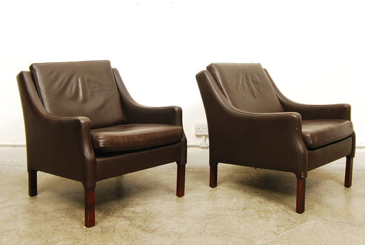 Brown leather club chair