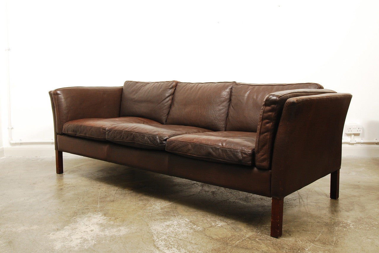 Chocolate brown leather sofa