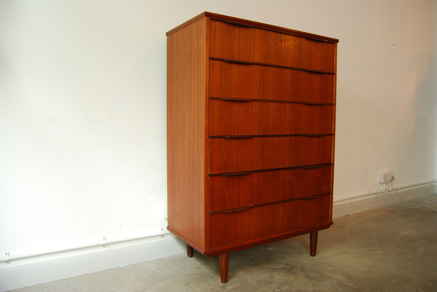 Teak chest of six drawers