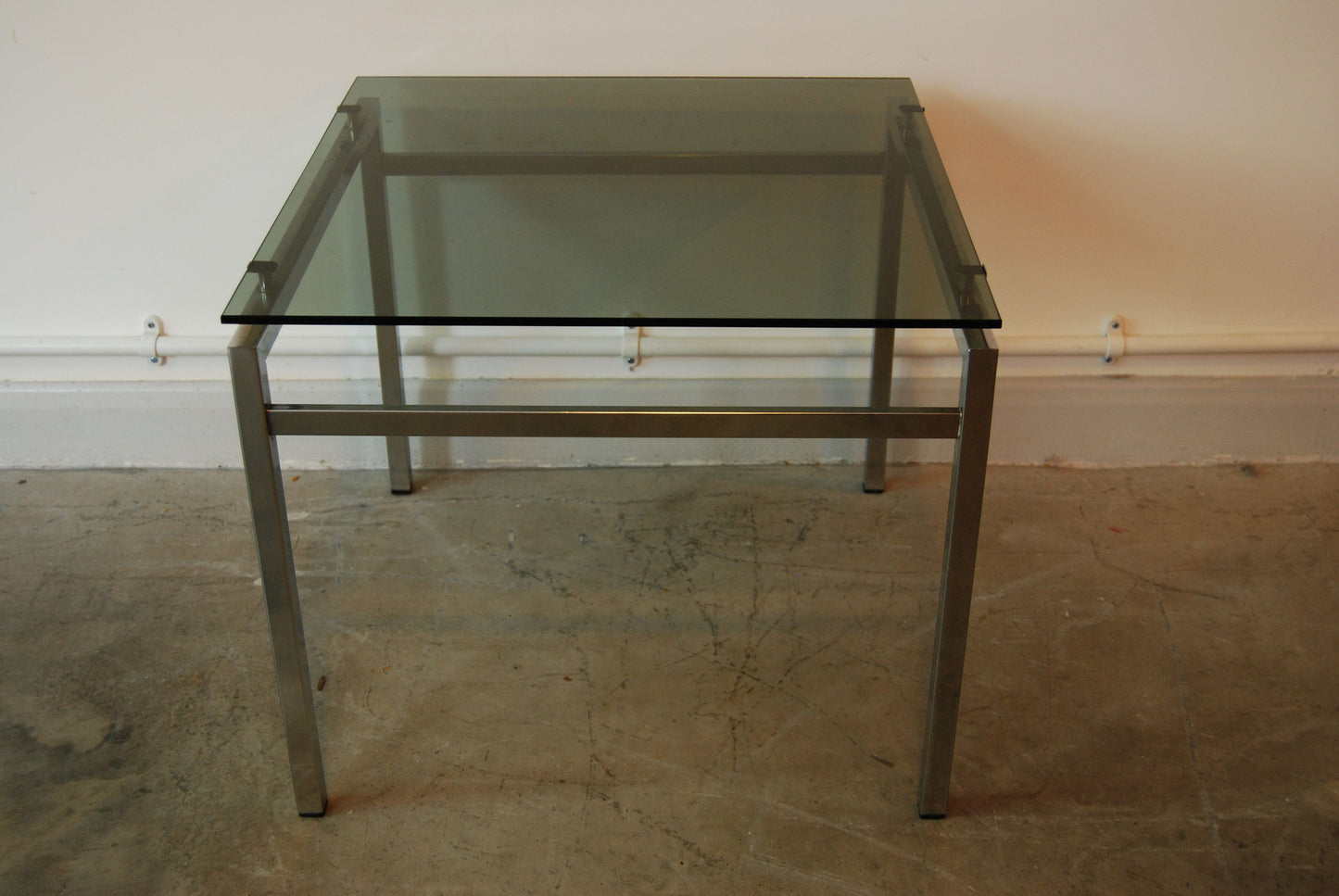 Chrome and glass side table