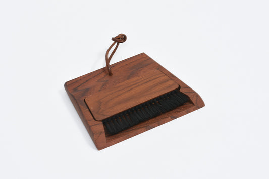 Solid teak brush and dust pan