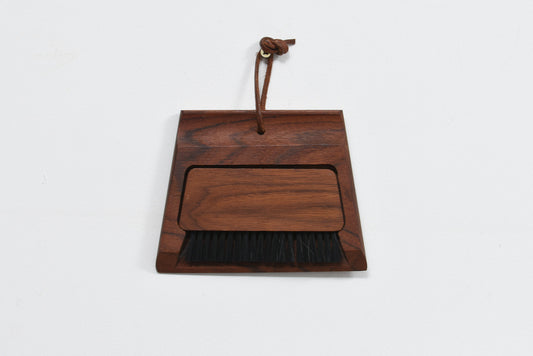 Solid teak brush and dust pan