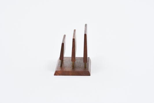 1960s teak + brass mail tidy