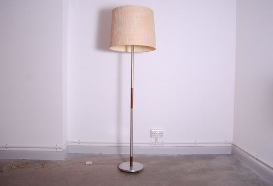 Teak and chrome floor lamp