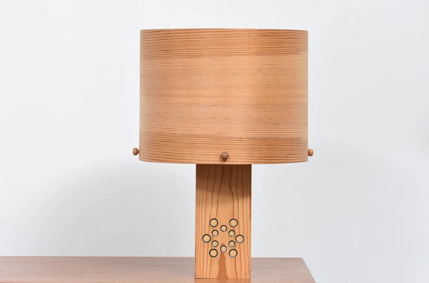 1970s pine table lamp by Pileprodukter